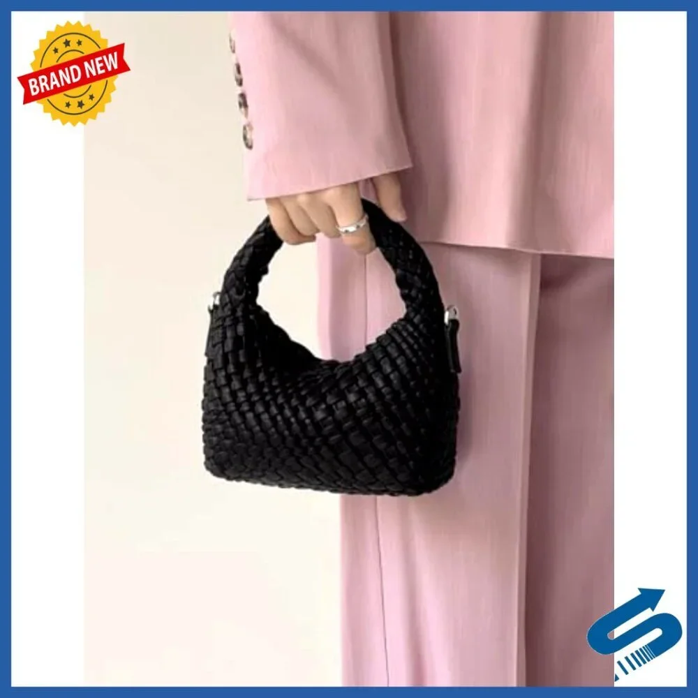 Woven Crossbody Bag Small Tote Cute Purse Top Handle Handbag Pu Leather